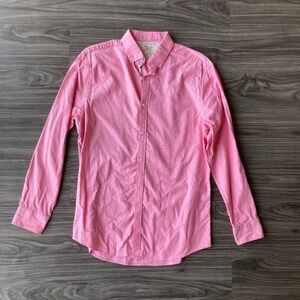 Original Penguin Men's Heritage Slim Pink Cotton Long Sleeve Button Down Shirt